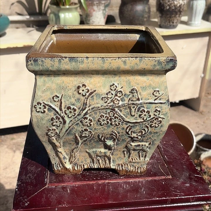 红陶复古方口径20高度20