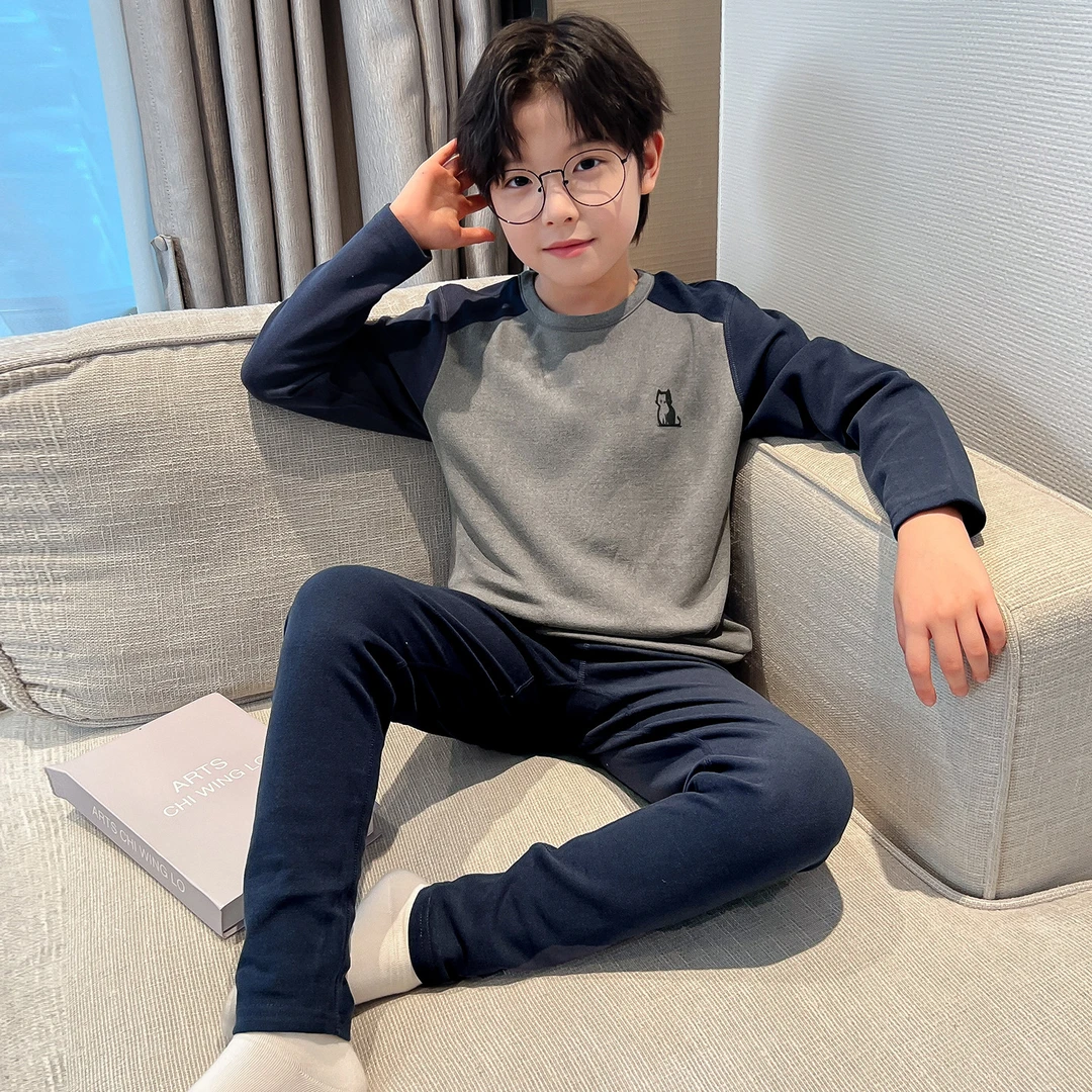 男童秋衣秋裤套装冬季2025新款儿童男孩秋冬款中大童德绒保暖内衣