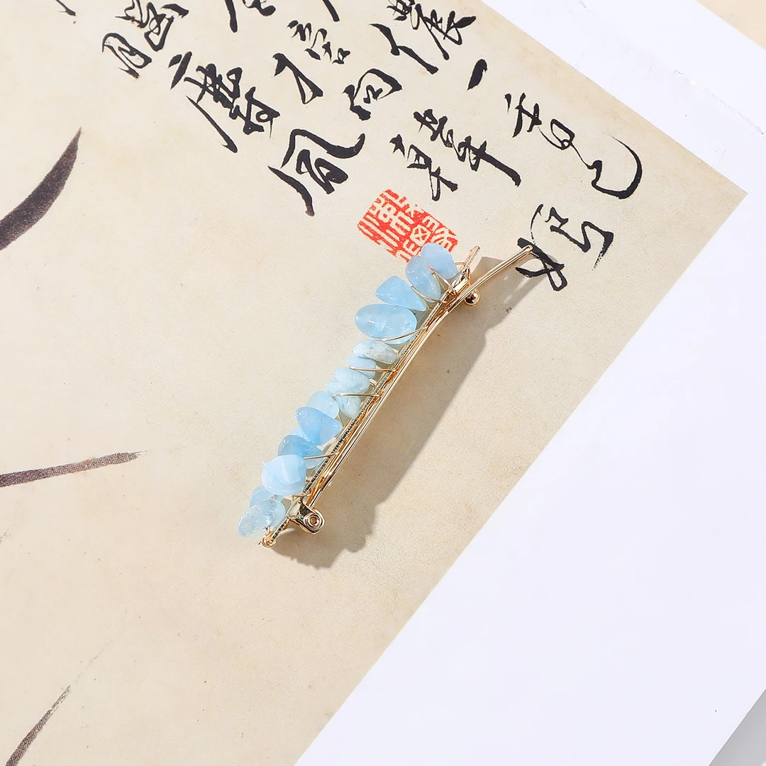 一了个卜【蓝后】海蓝宝碎石发夹（多样性发货）