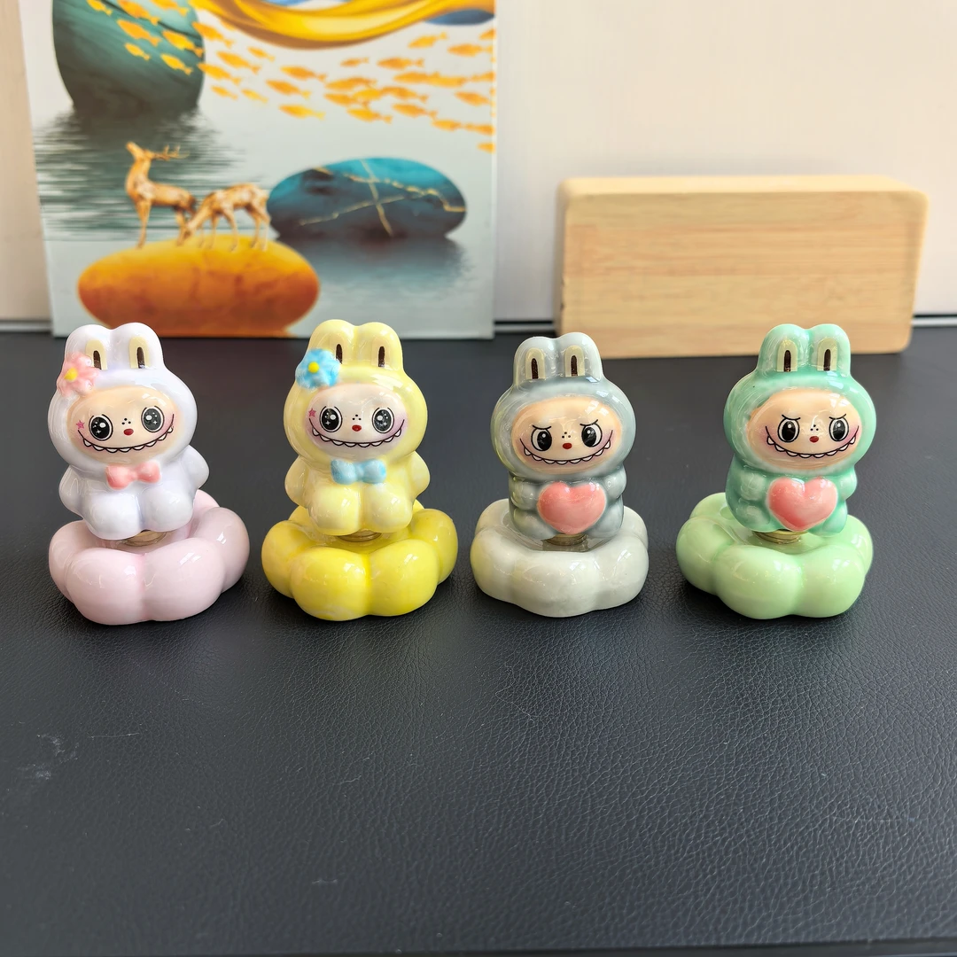 景德镇陶瓷转转可爱拉布布转转乐旋转创意桌面车载装饰品摆件