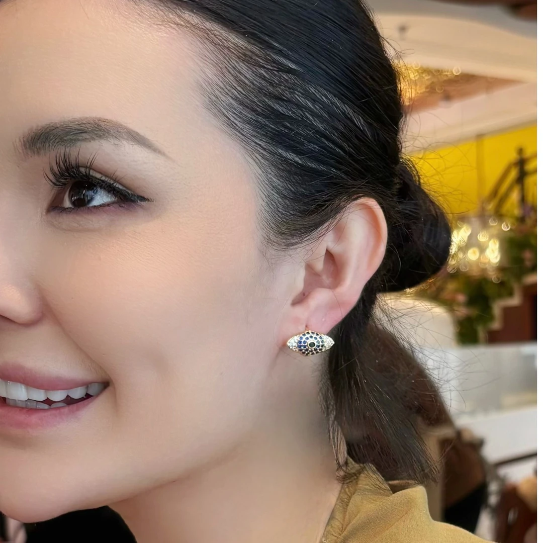 铜合金耳饰 气质款蓝眼睛耳环