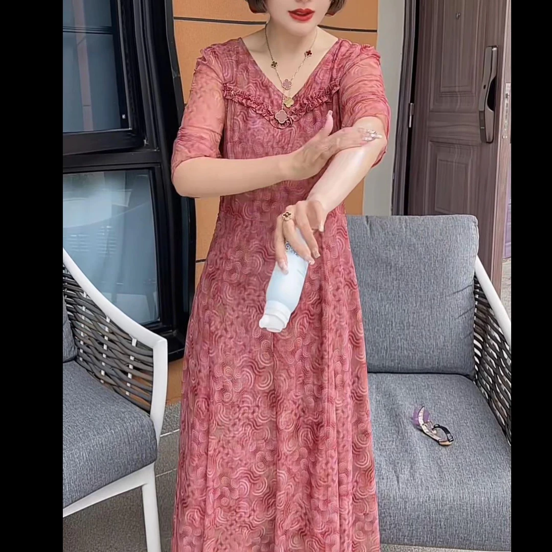 《浪漫港风》 999 时尚显瘦气质夏季女士法式中长款优雅连衣裙