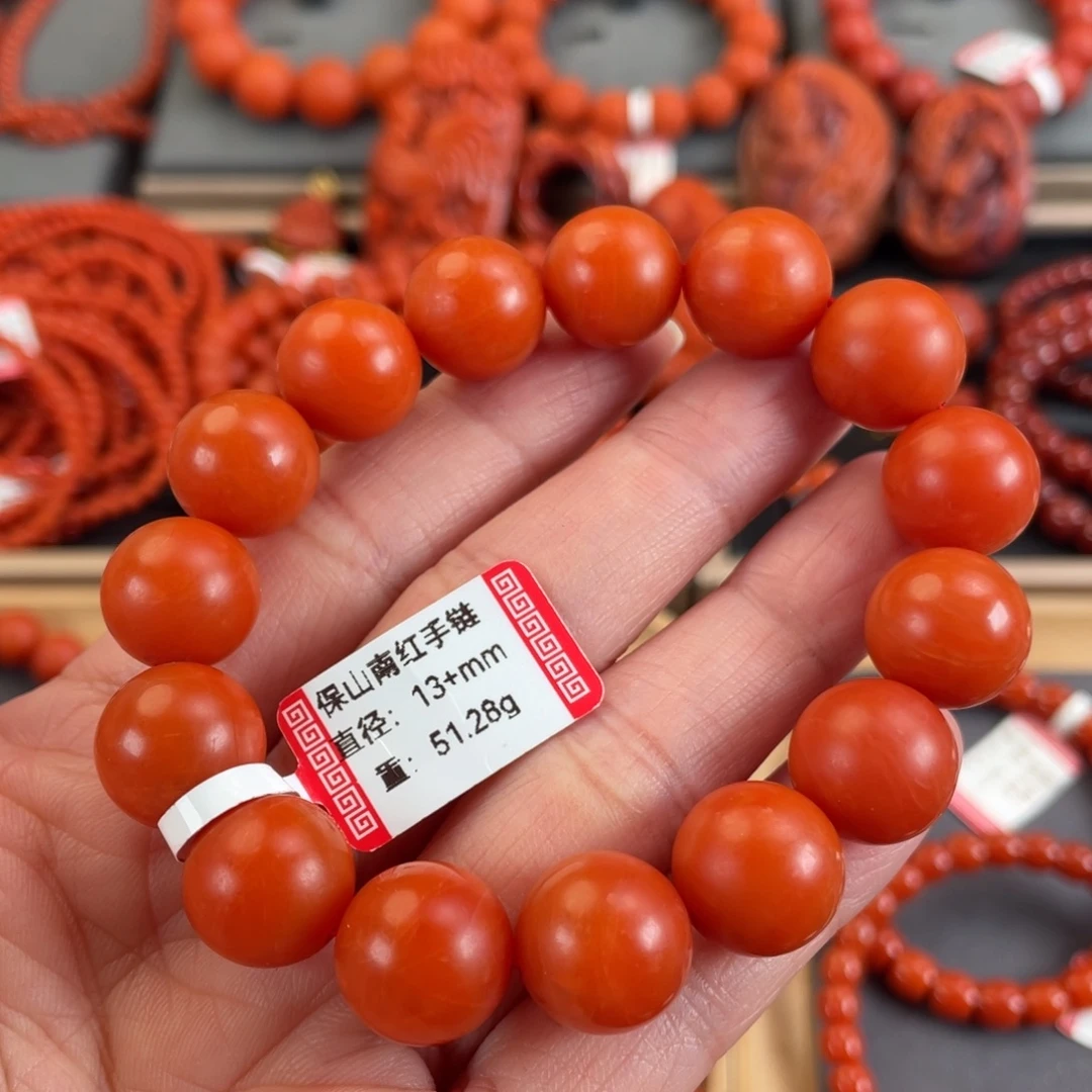 南红玛瑙未镶嵌保山南红13+mm手链