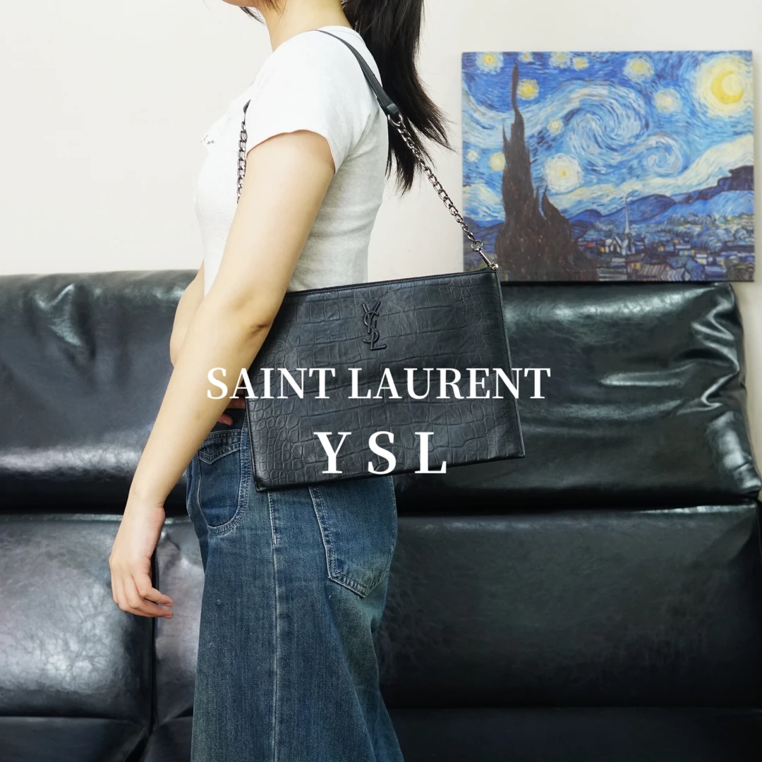 95新 YSL/圣罗兰 黑色单肩包/WJ06118055/8055