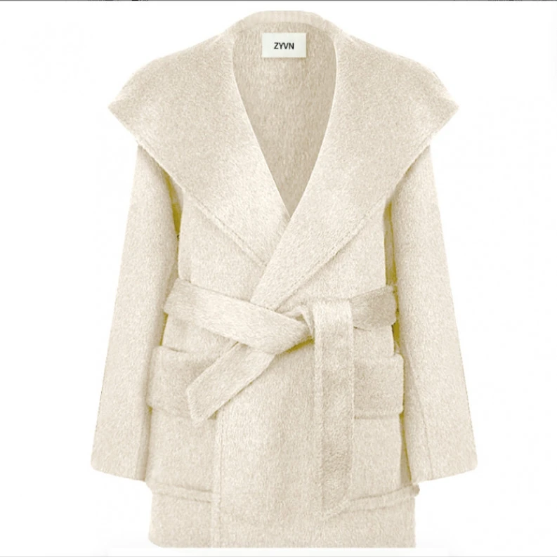 秘鲁骆马毛呢宽松冬季气质大翻领外套4WYS001