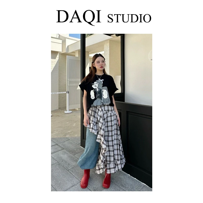 【不规则格子裙】雅丹春季新款时尚不规格半身裙G424-F08150