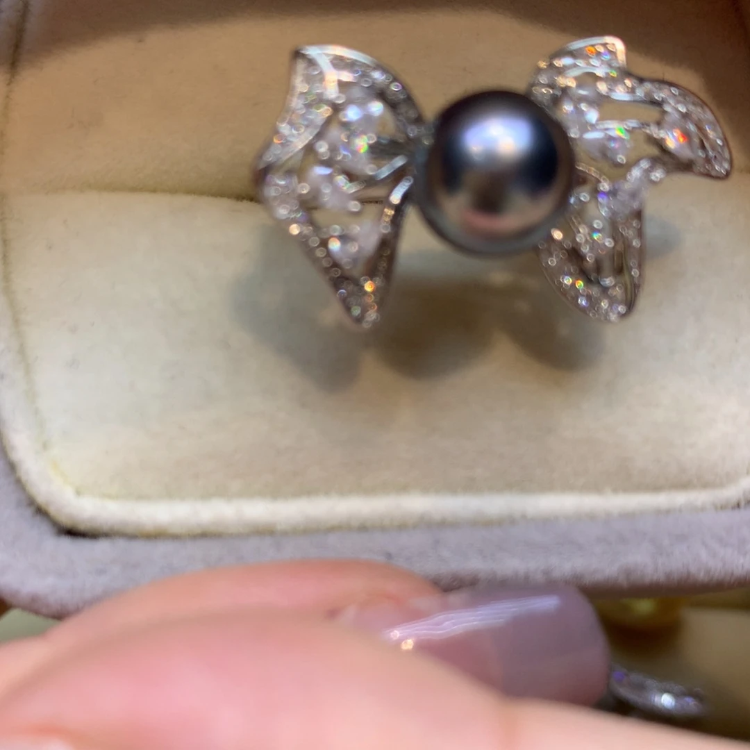 银S925镶嵌戒指海水珍珠