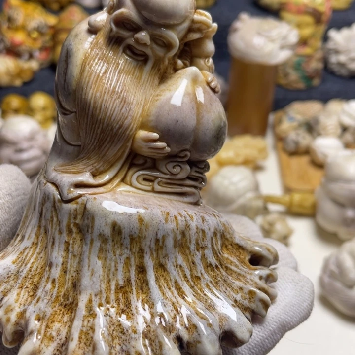 木小*嘟配饰鹿角雕刻寿星老爷爷一尊