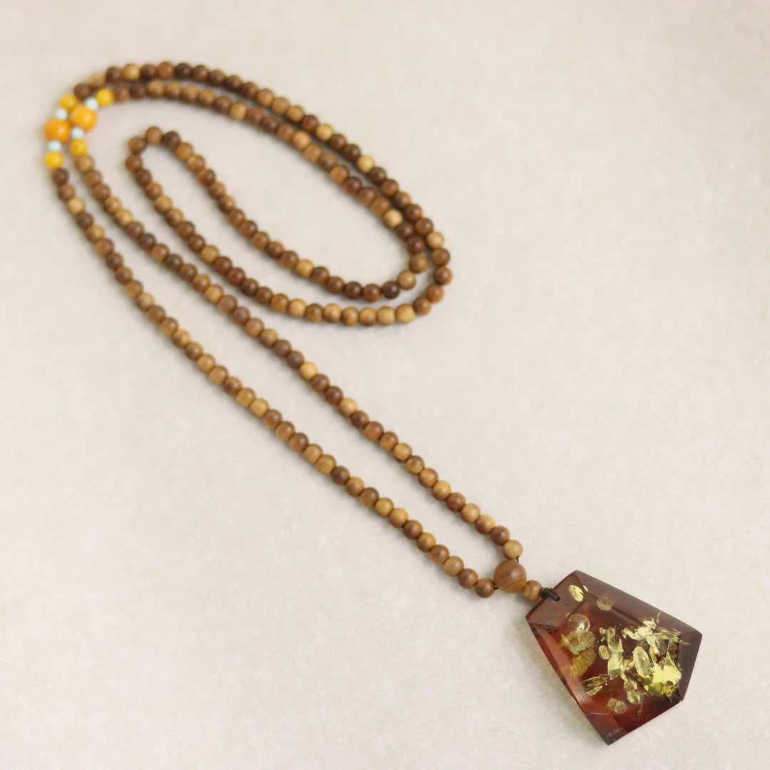 ZC10A18583[原创]老山檀翳珀项链（多样性发货)