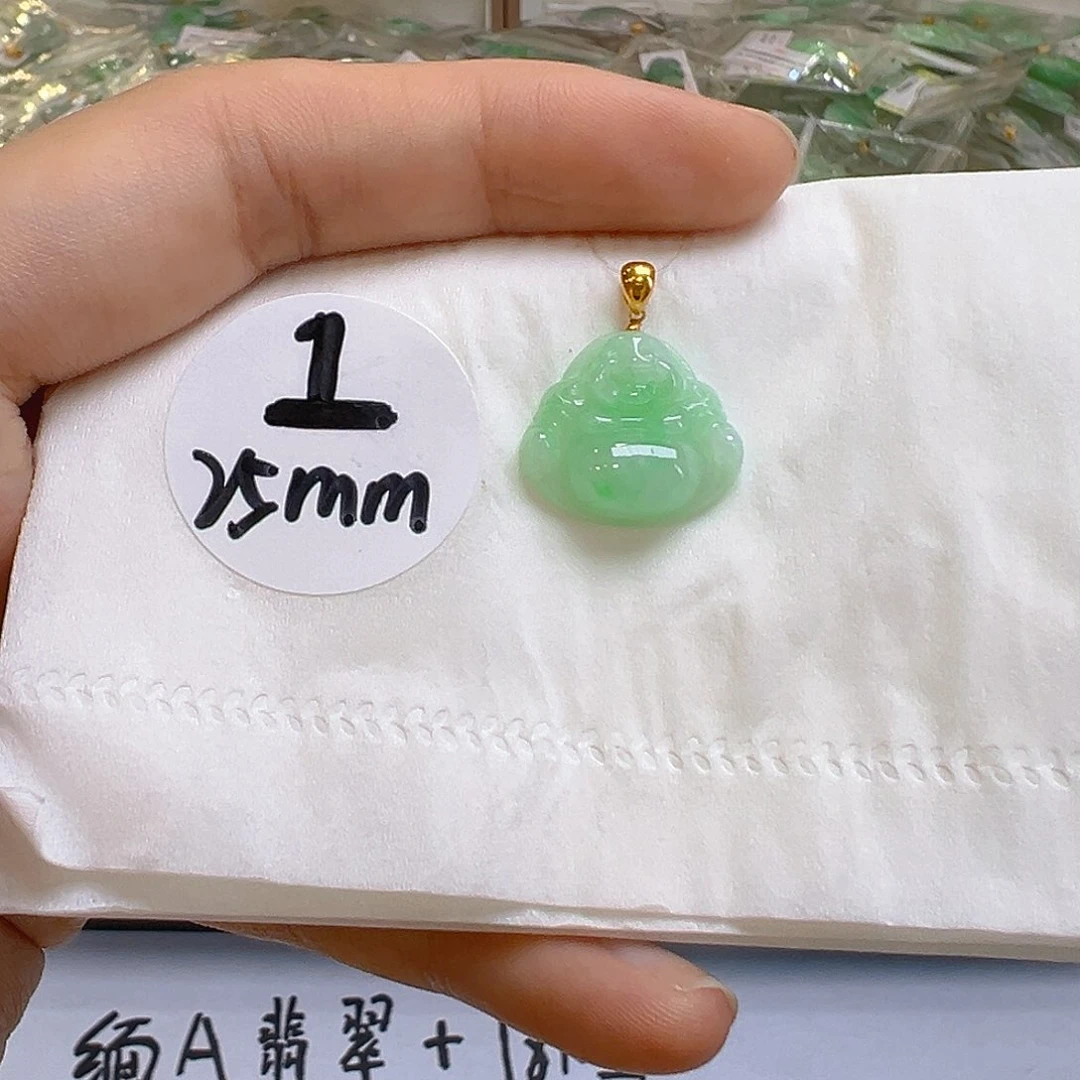 翡翠18K金镶嵌吊坠(不含链)翡翠
