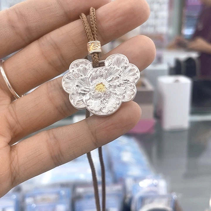 吊坠足银无牡丹花吊坠