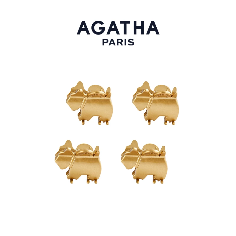 AGATHA迷你小狗4只一套气质时尚网红优雅流光小抓夹刘海小夹子DX