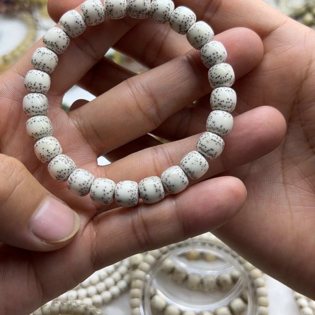 吊坠星月菩提同枝骨瓷白小细星通体