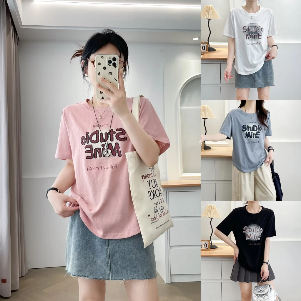 大码胖mm设计感百搭休闲字母印花短袖T恤女夏季新款时尚显瘦上衣