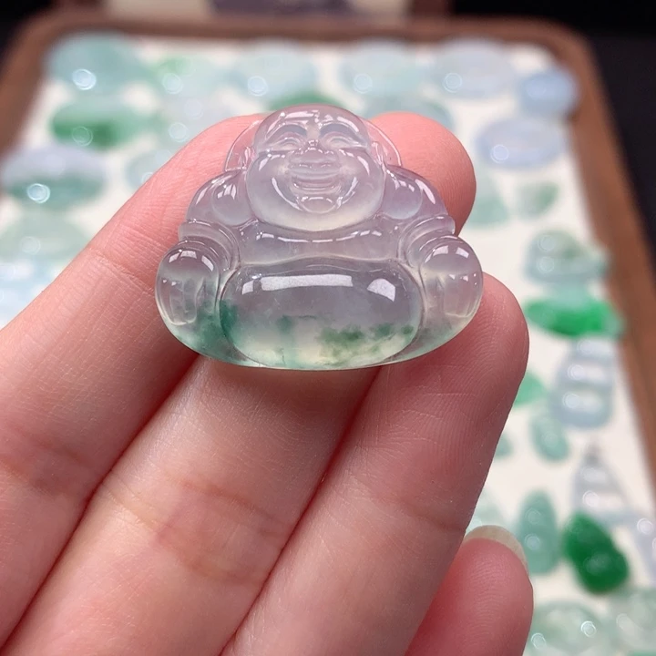 翡翠未镶嵌颈饰冰种飘花佛公