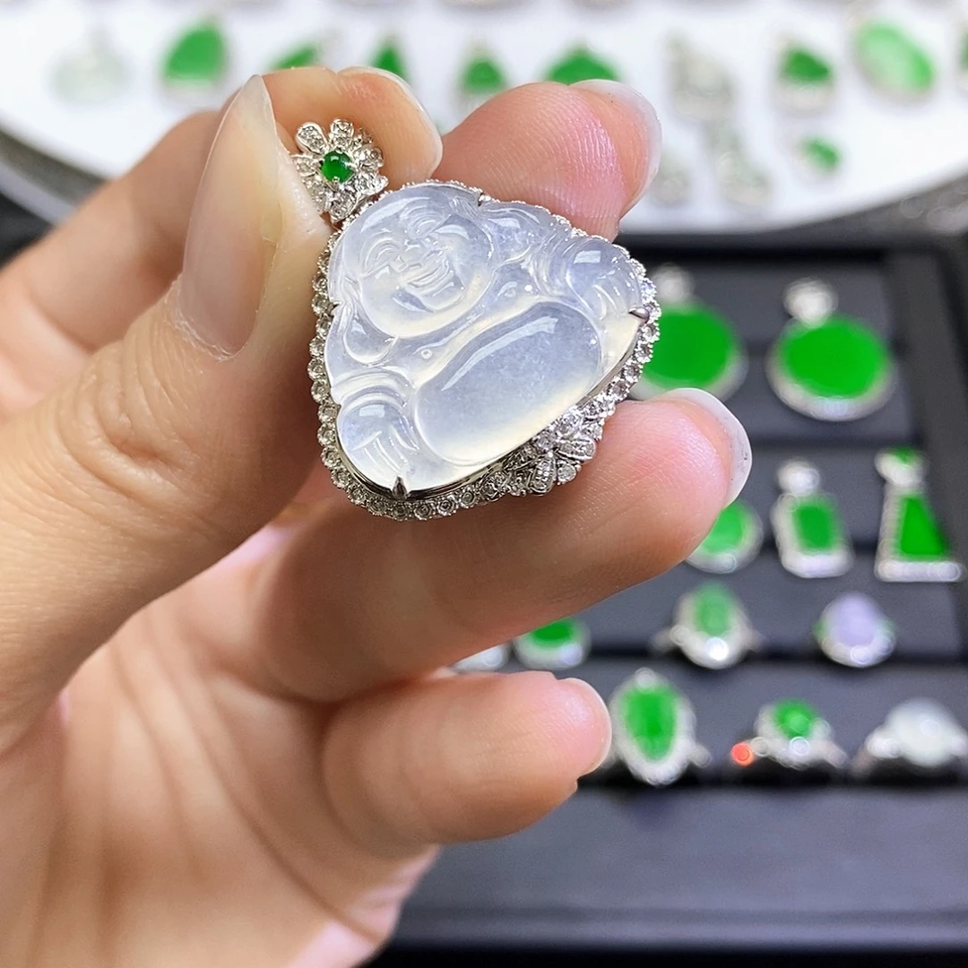翡翠18K金镶嵌吊坠(不含链)