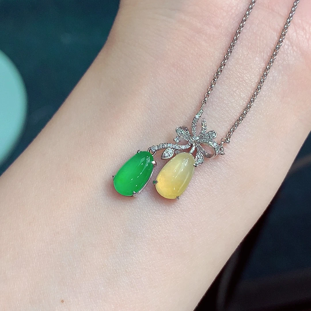 翡翠18K金镶嵌吊坠(不含链)