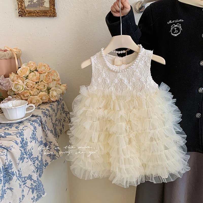 【本妈】2025夏”桃里桃气”女童无袖立体花朵蛋糕连衣裙T25007