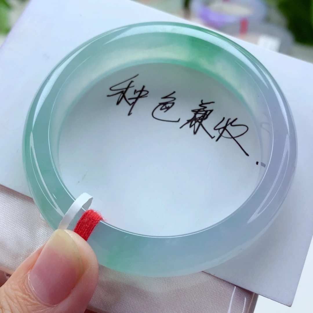 未镶嵌手镯翡翠51.1冰透春彩飘绿 起光 小手毕业 喵喵