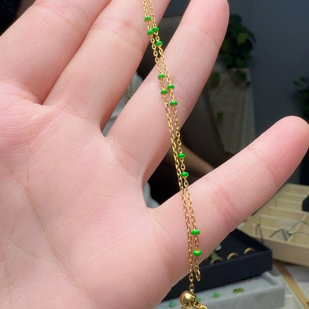 翡翠银S925镶嵌项链银链子