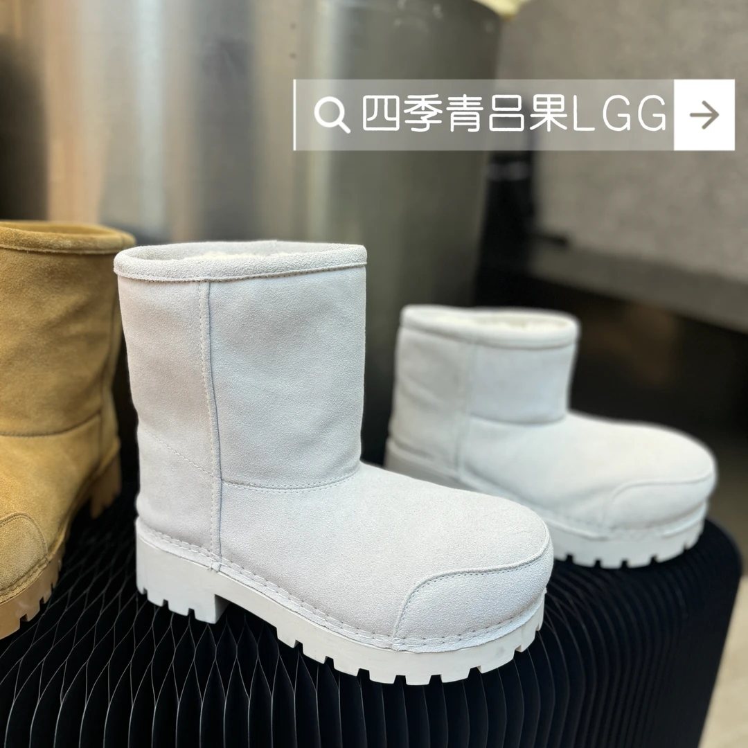 米奇头高质新款牛皮雪地靴女2025冬加绒保暖厚底新款短靴潮