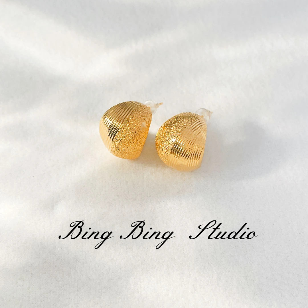 铜合金耳饰 BingBing Studio轻奢 拉丝高级感耳环