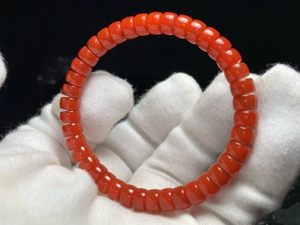 时尚通透珠宝文玩必备保山辣椒红7mm药片手串