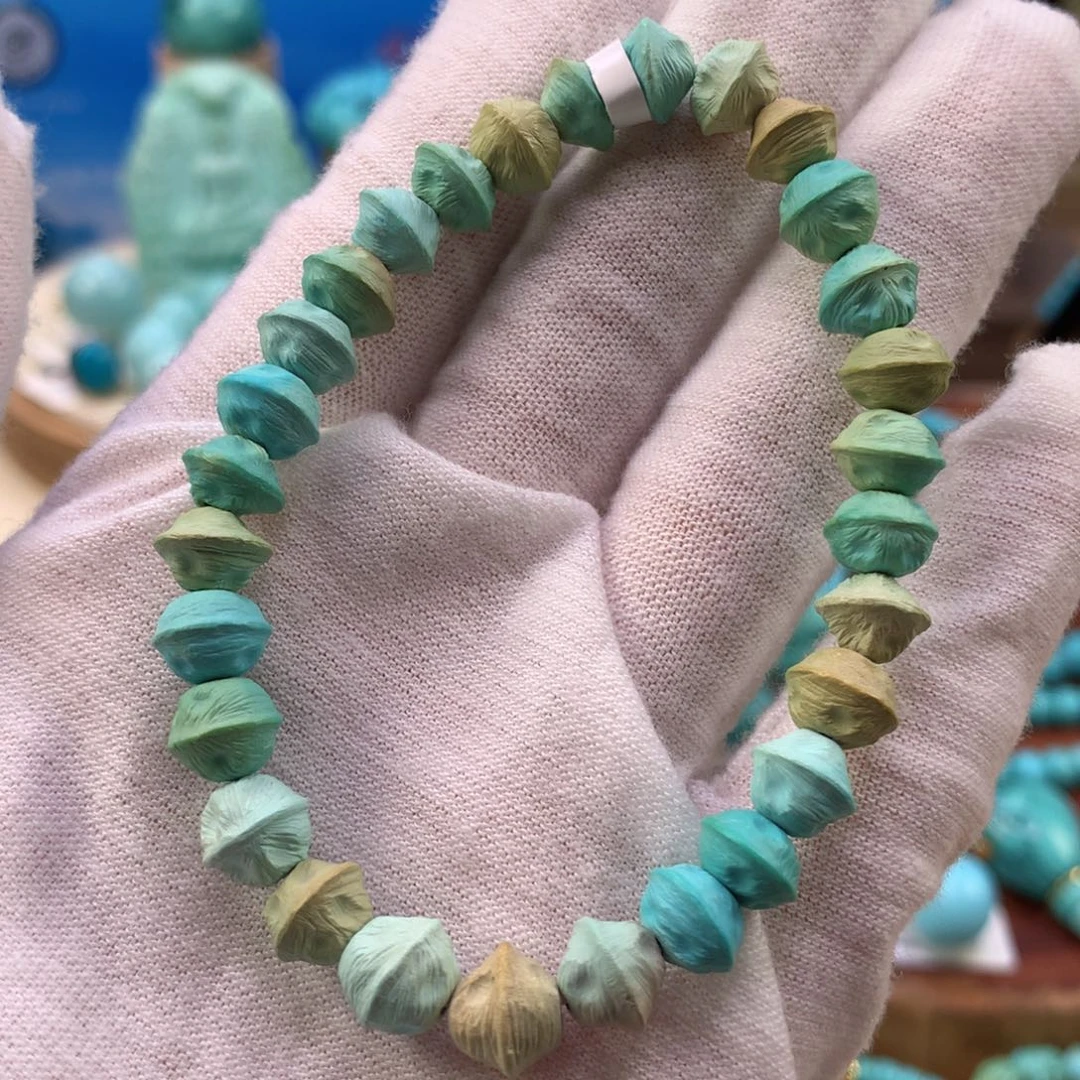 绿松石未镶嵌珠宝奇石高瓷炫彩百香籽手串8mm