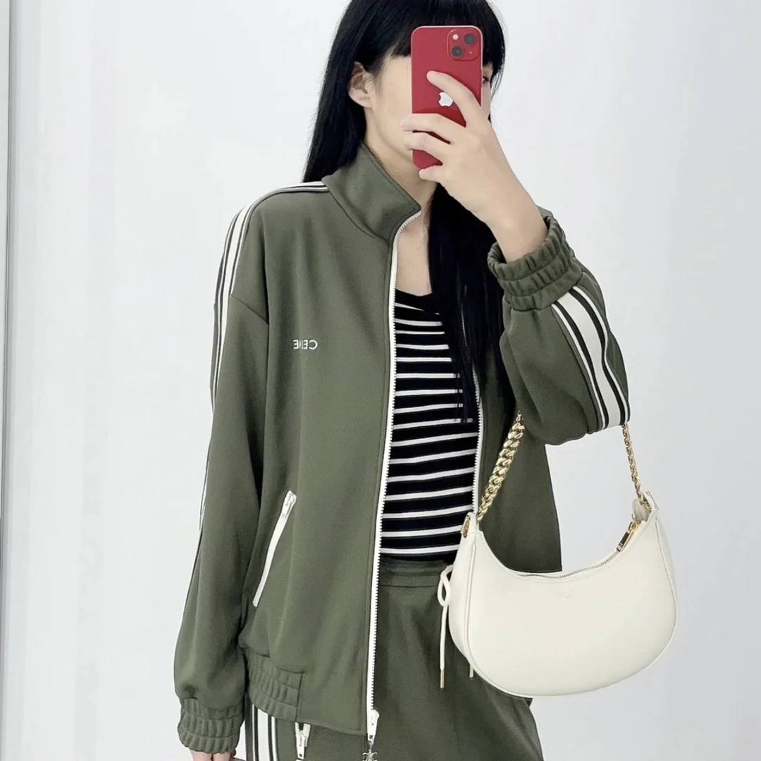 全新未使用 Celine/思琳 积分-288汤/P205336814/绿色立领外套