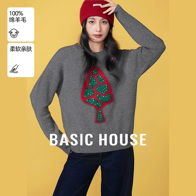Basic House/百家好冬季休闲百搭舒适简约时尚羊毛衫-B06245A9932
