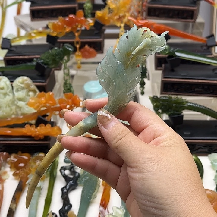 蛇纹石玉岫玉发簪未镶嵌