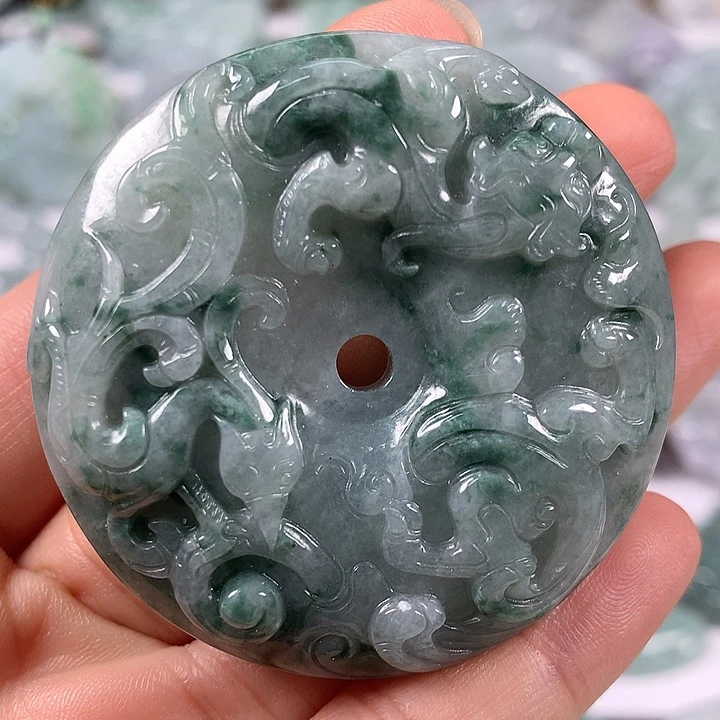 颈饰未镶嵌翡翠龙凤呈祥两面工艺福利