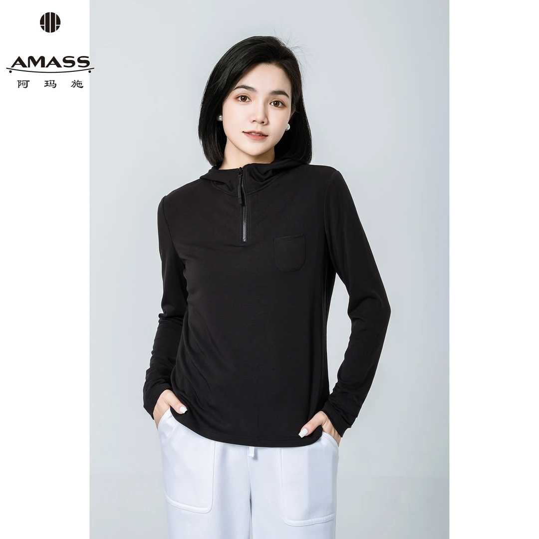 AMASS/阿玛施新款连帽贴钻拉链卫衣时尚长袖上衣女装显瘦 5300662