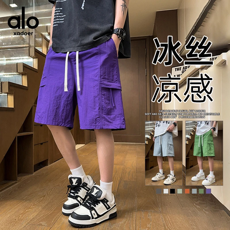 Aloxadoer新款高街男士运动短裤潮牌直筒宽松休闲百搭运动短裤男