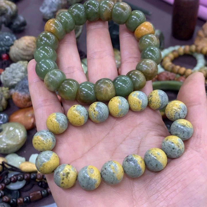 岫岩河磨玉（透闪石质玉）手链未镶嵌风*