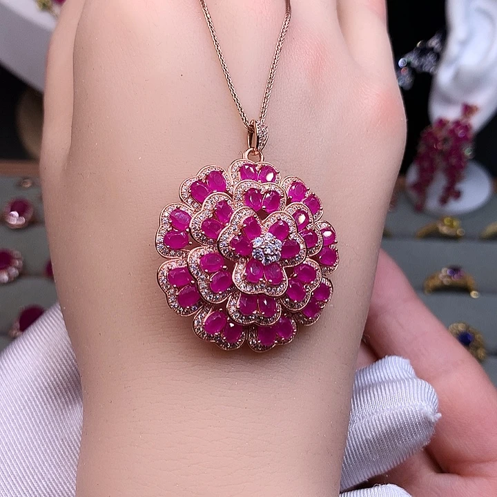 颈饰红宝石银S925镶嵌