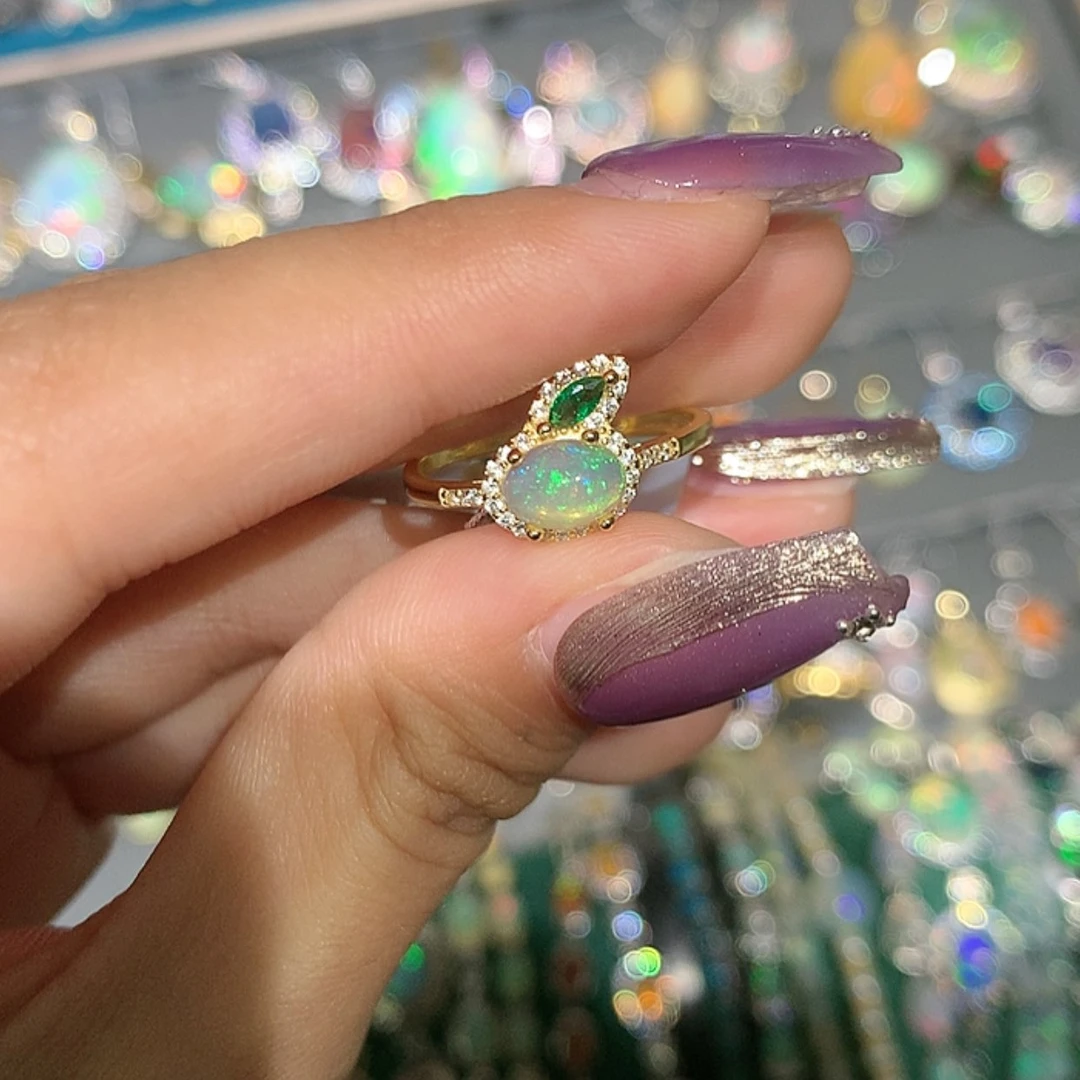 【闪购商品】欧泊银S925镶嵌戒指z欧泊