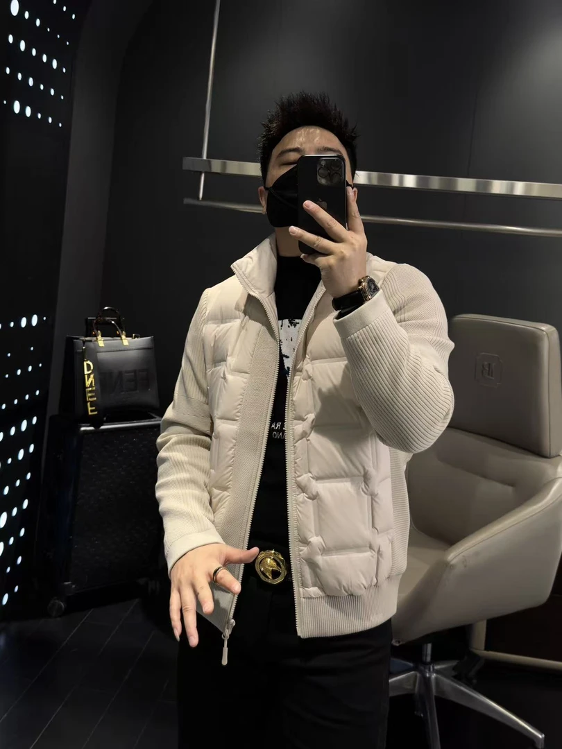 【马哥严选】秋冬季白鸭绒男士夹克纯色羊毛厚实修身高品质时尚气质