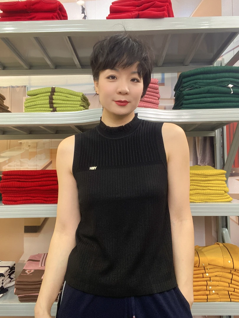 100%莱赛尔纤维花边领打底背心时尚百搭显瘦针织衫5513