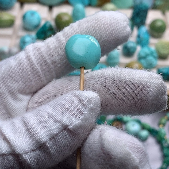 绿松石未镶嵌珠宝奇石直径16精品扁珠