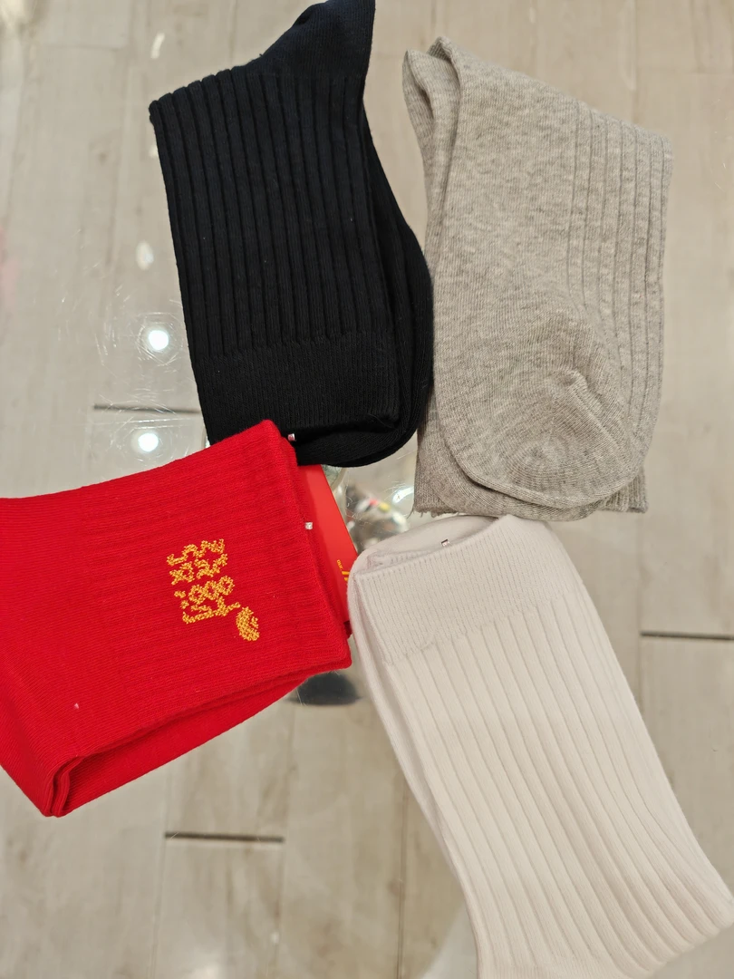 100%纯棉加厚中简袜