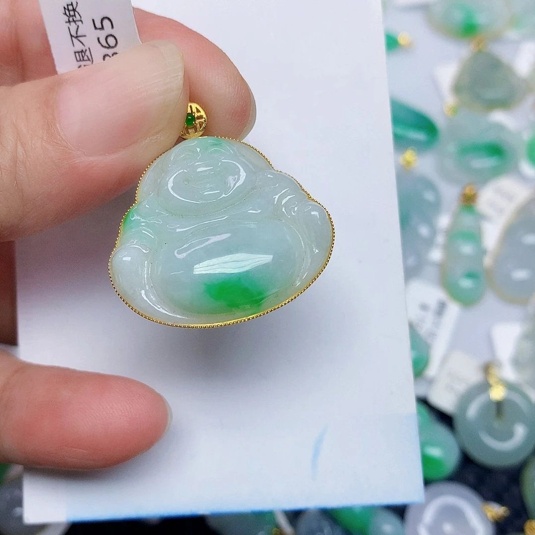 翡翠18K金镶嵌颈饰347899