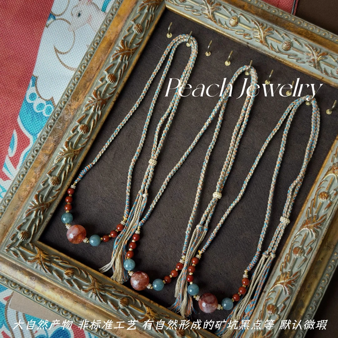 胶花水晶南红玛瑙可调节项链 G-AW117 多样性发一颜色微差