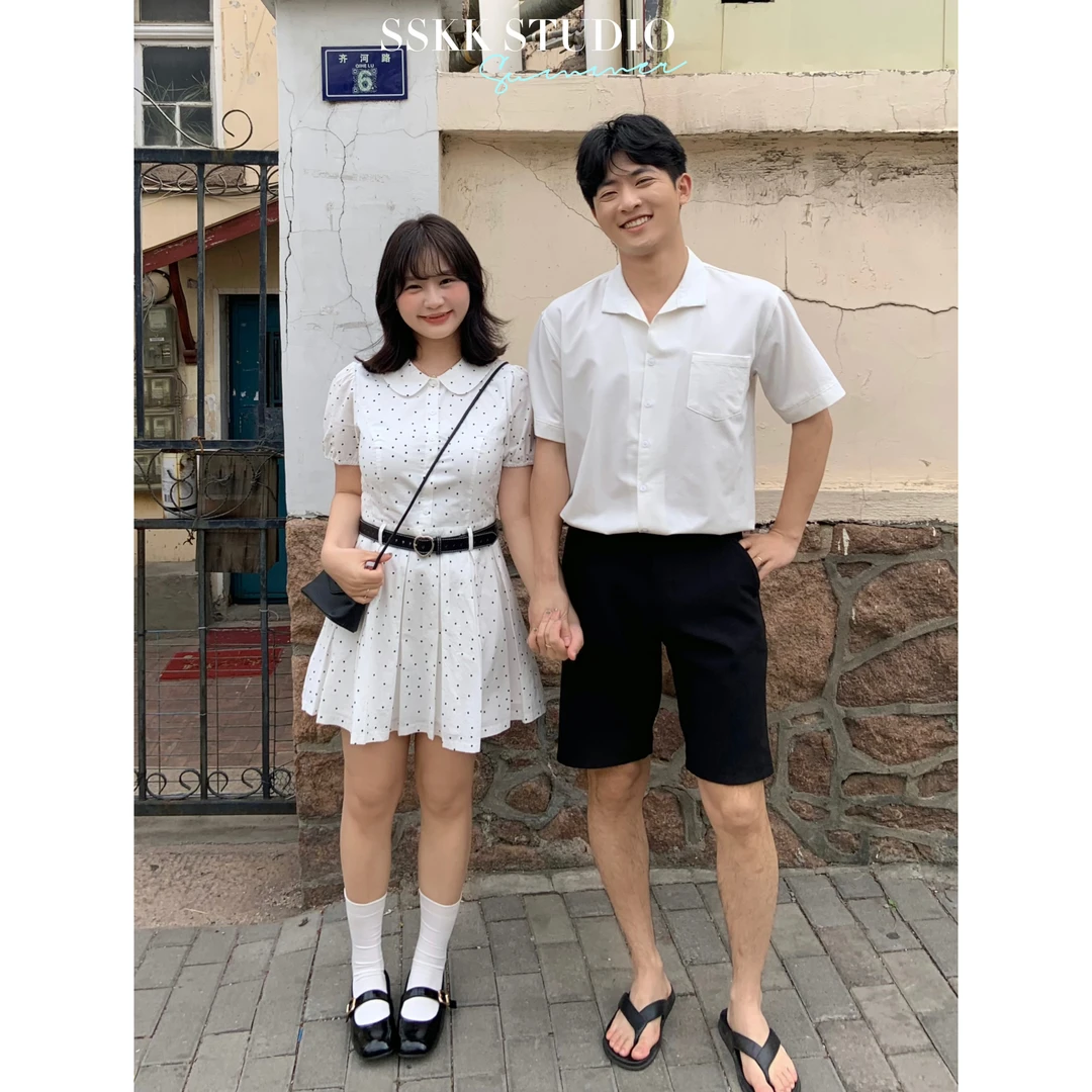 KMZY/KMZY山_山【灵动少女】微胖法式波点收腰工字褶连衣裙（带皮带）