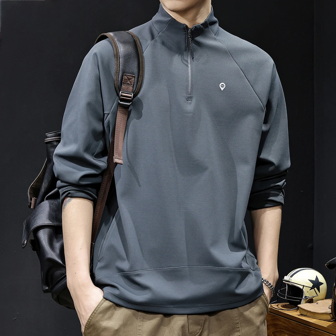 MR.MUDI/穆迪先生半高领拉链卫衣男2025秋季新款潮牌宽松大码休闲