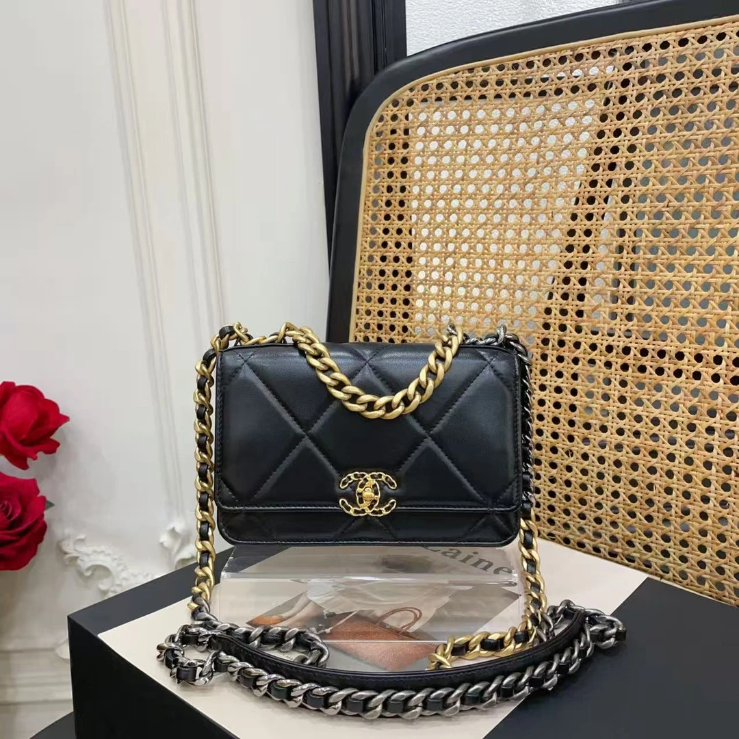95新 Chanel/香奈儿 GGS香奈儿黑金羊皮单肩包芯片款31044607