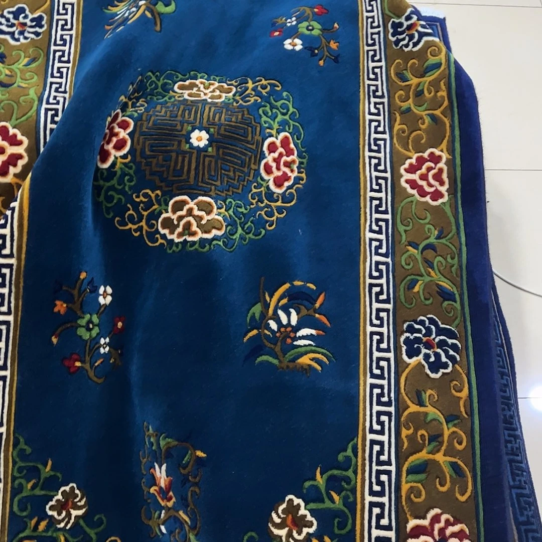 黄***羊毛1❌2羊绒蓝绿色雪莲花