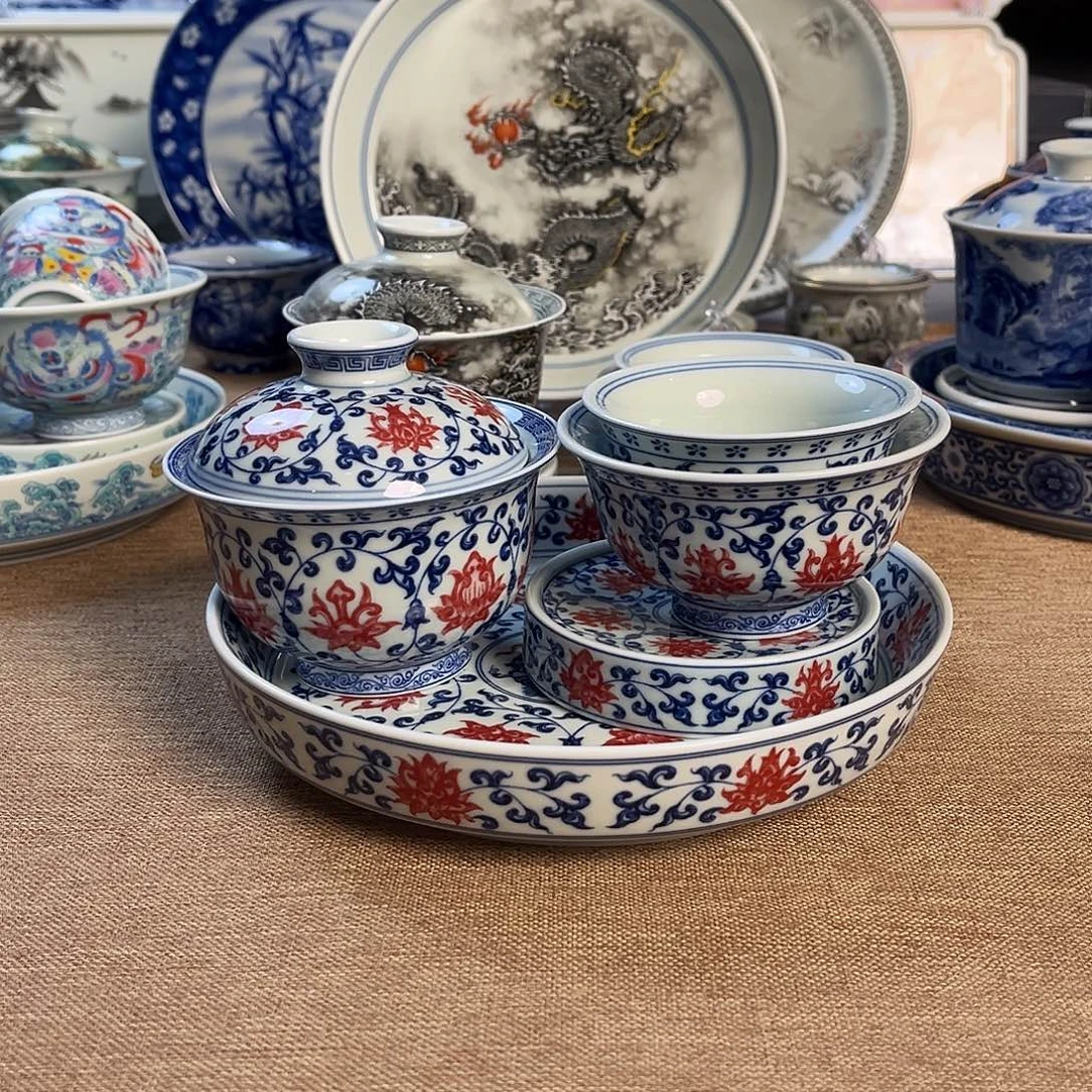 高温釉下彩茶具套