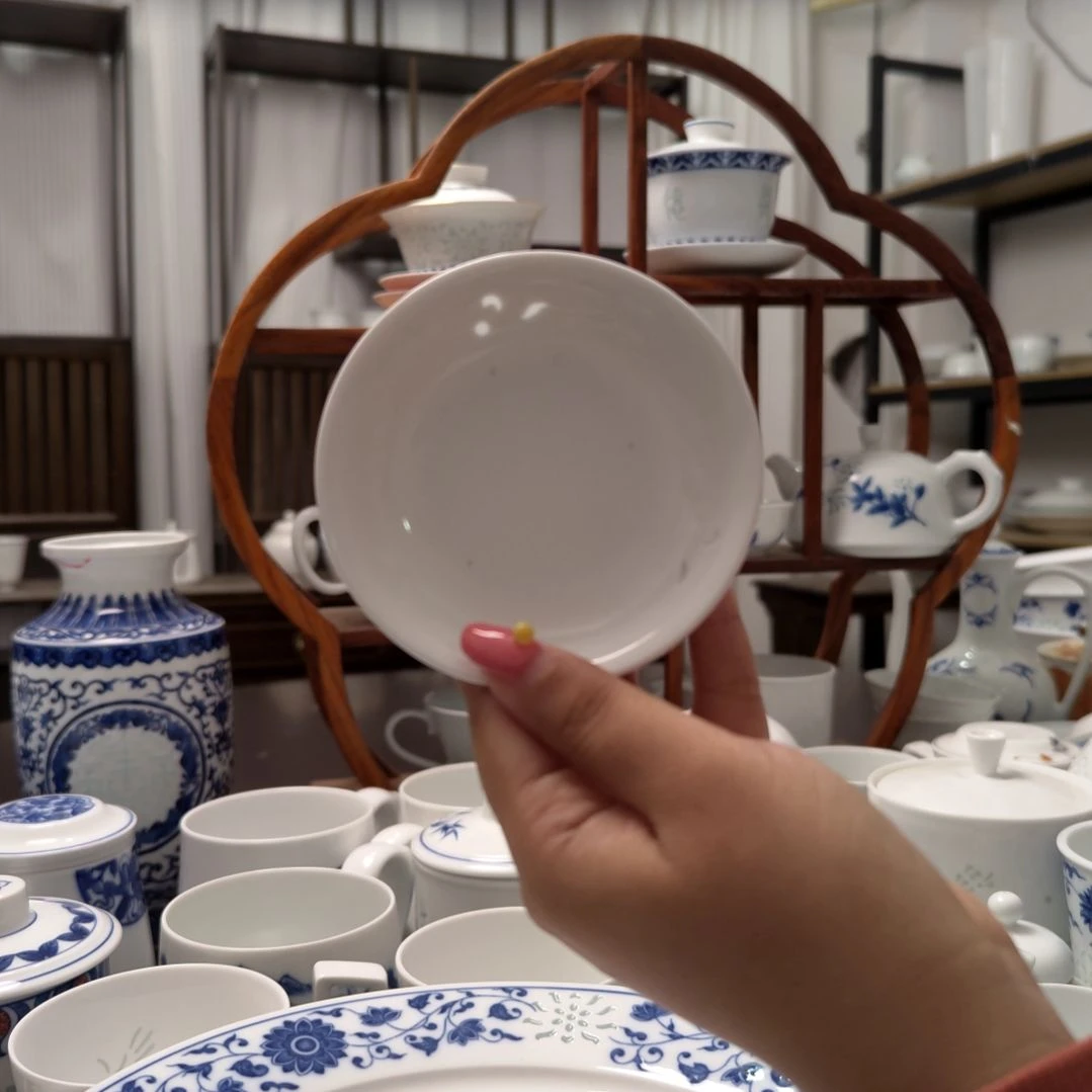 陶瓷玉牡丹味碟3.5寸十只装