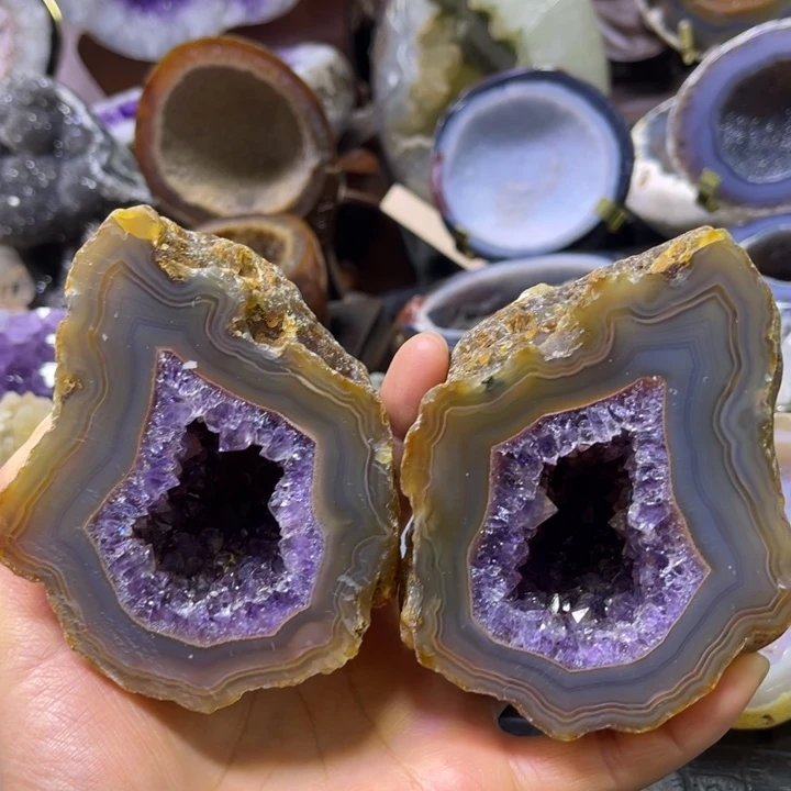 水晶未镶嵌珠宝半成品拉丝紫晶盆